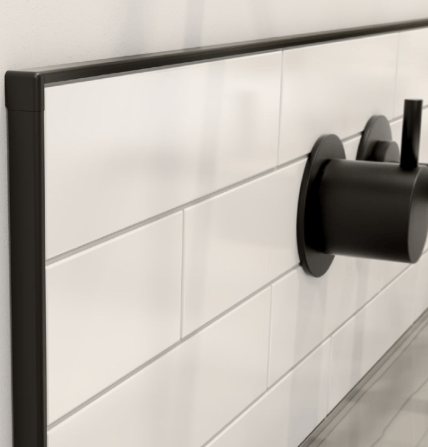 Tile profile covers tile edges, color of fixtures